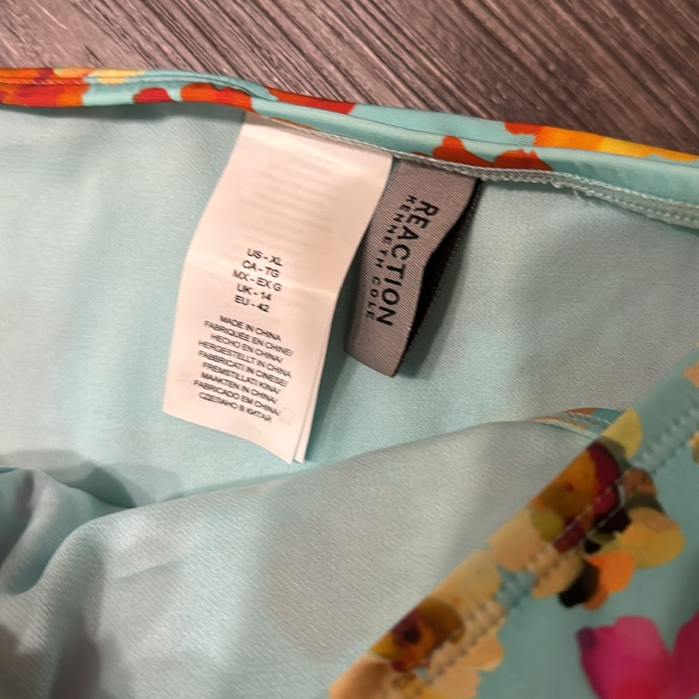 NWT Kenneth Cole light blue orange red yellow floral swim bikini bottoms XL - Picture 5 of 7